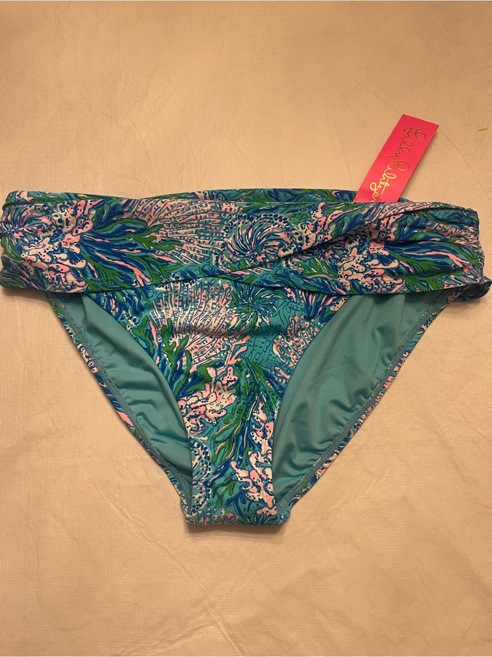 Lilly Pulitzer Teal Blue Green Pink Printed Bikini Bottom